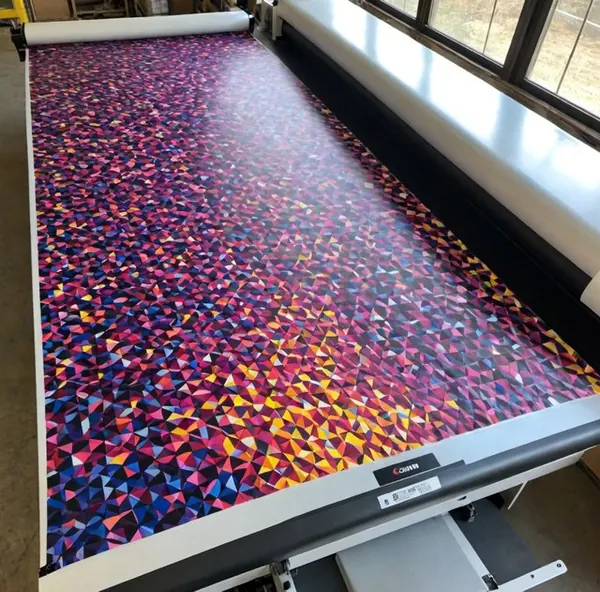 Large-format printed vinyl in production at the SignWorks workshop in Guanacaste, Costa Rica